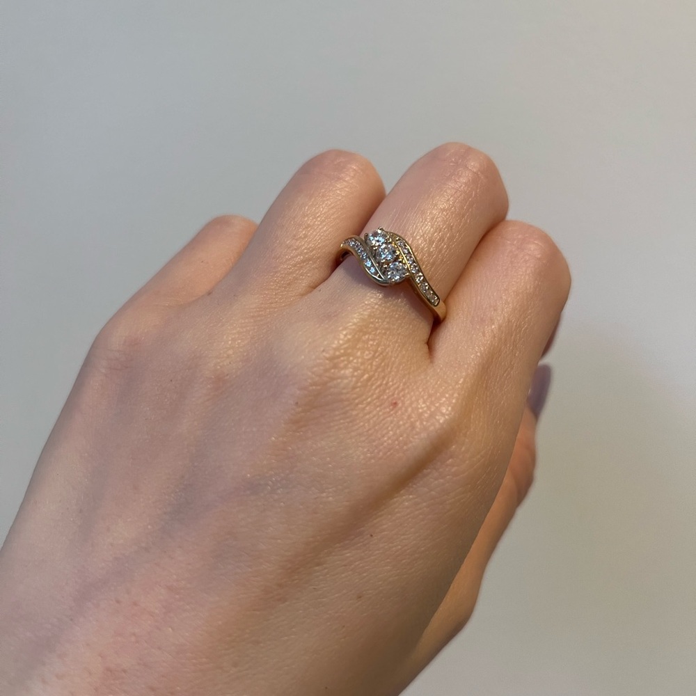 NEW 14K Gold Bypass Engagement Diamond Ring